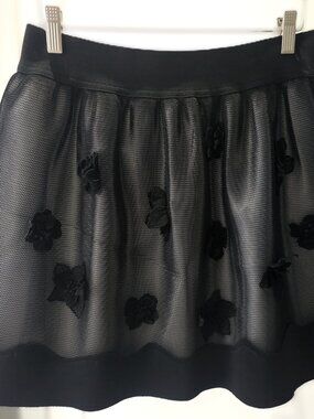 Rinascimento Black Mesh Floral Skirt – Made in Italy – Size M/L